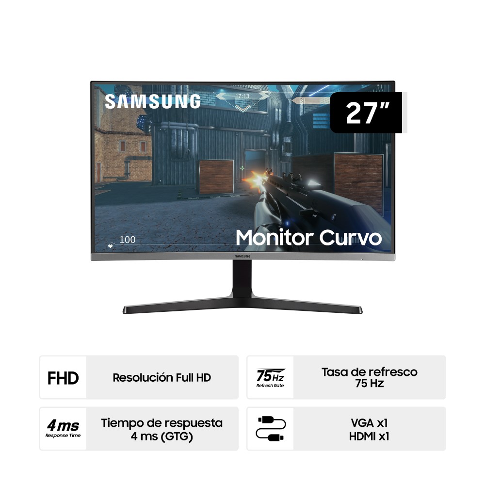 Monitor Samsung Curvo 27" Full HD LC27R500FHLXPE