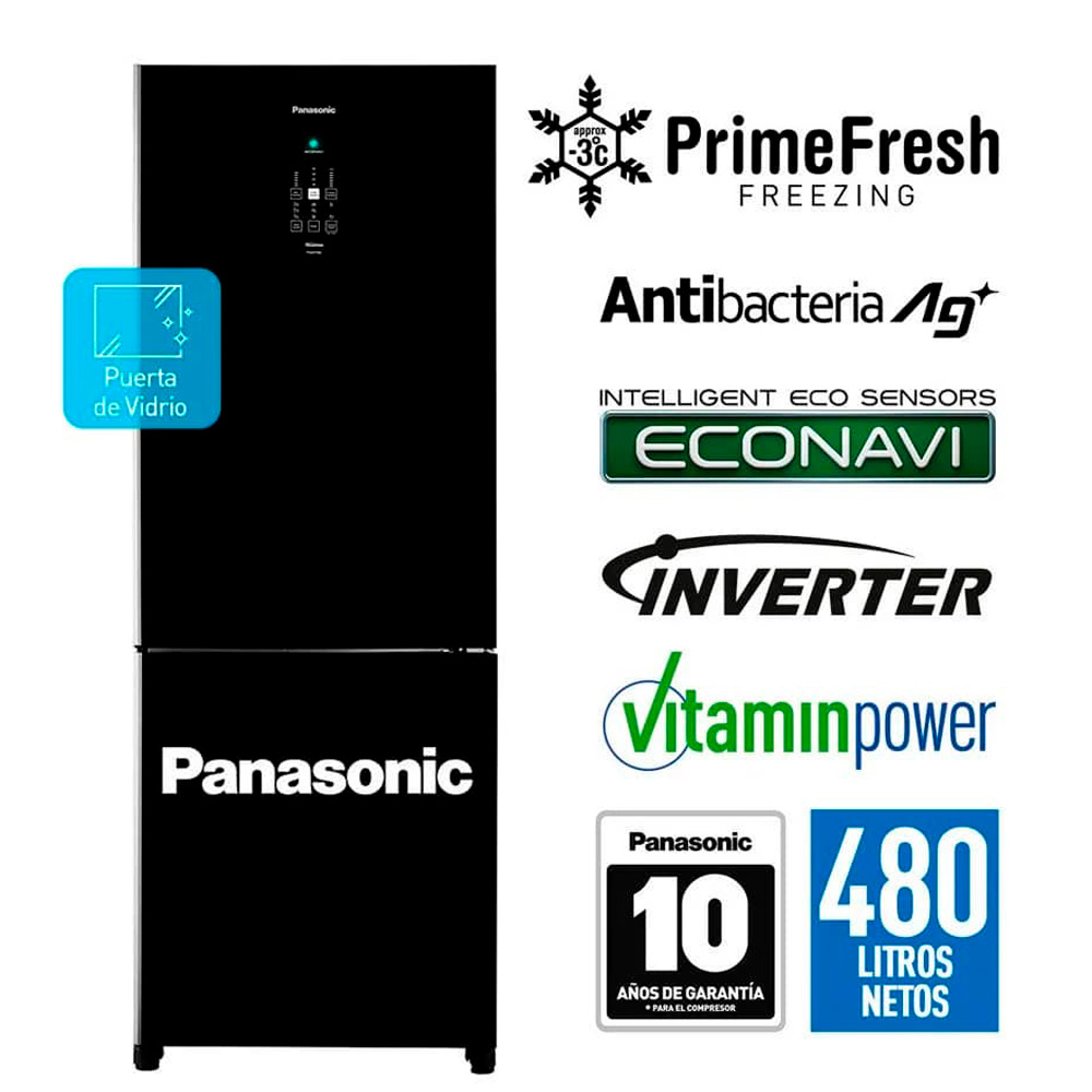 Refrigeradora Panasonic Bottom Freezer NR-BB71GVFBD No Frost 480L