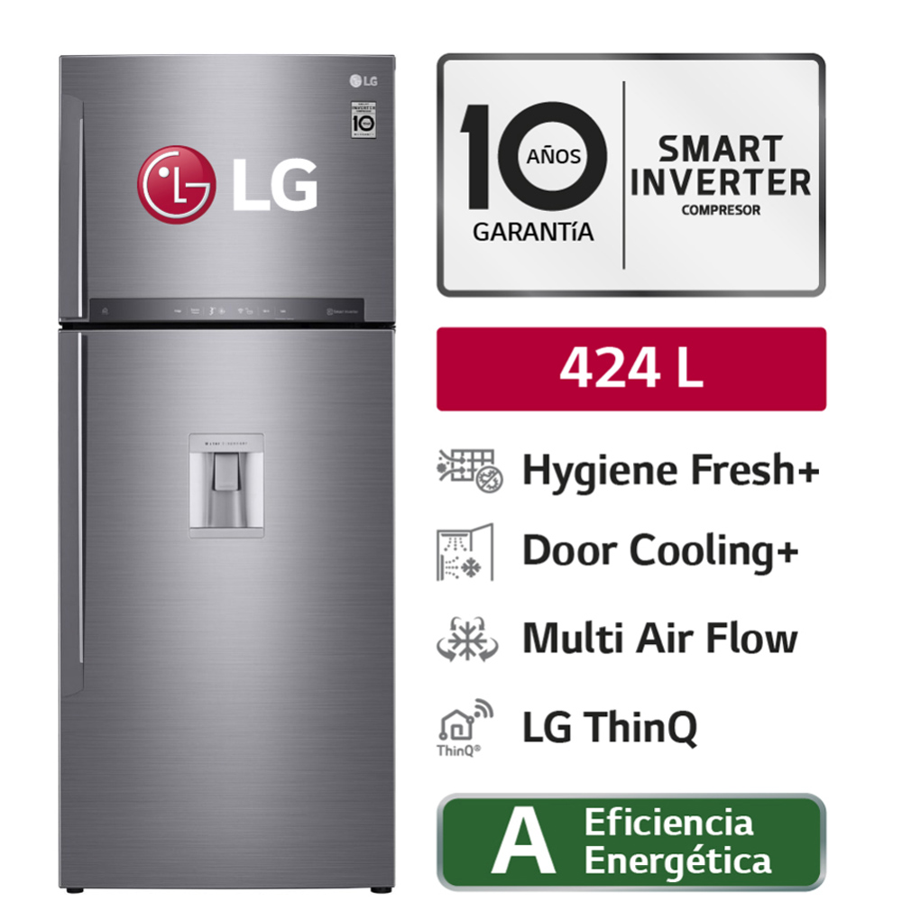 Refrigeradora LG Top Freezer GT44AGP Door Cooling 424L