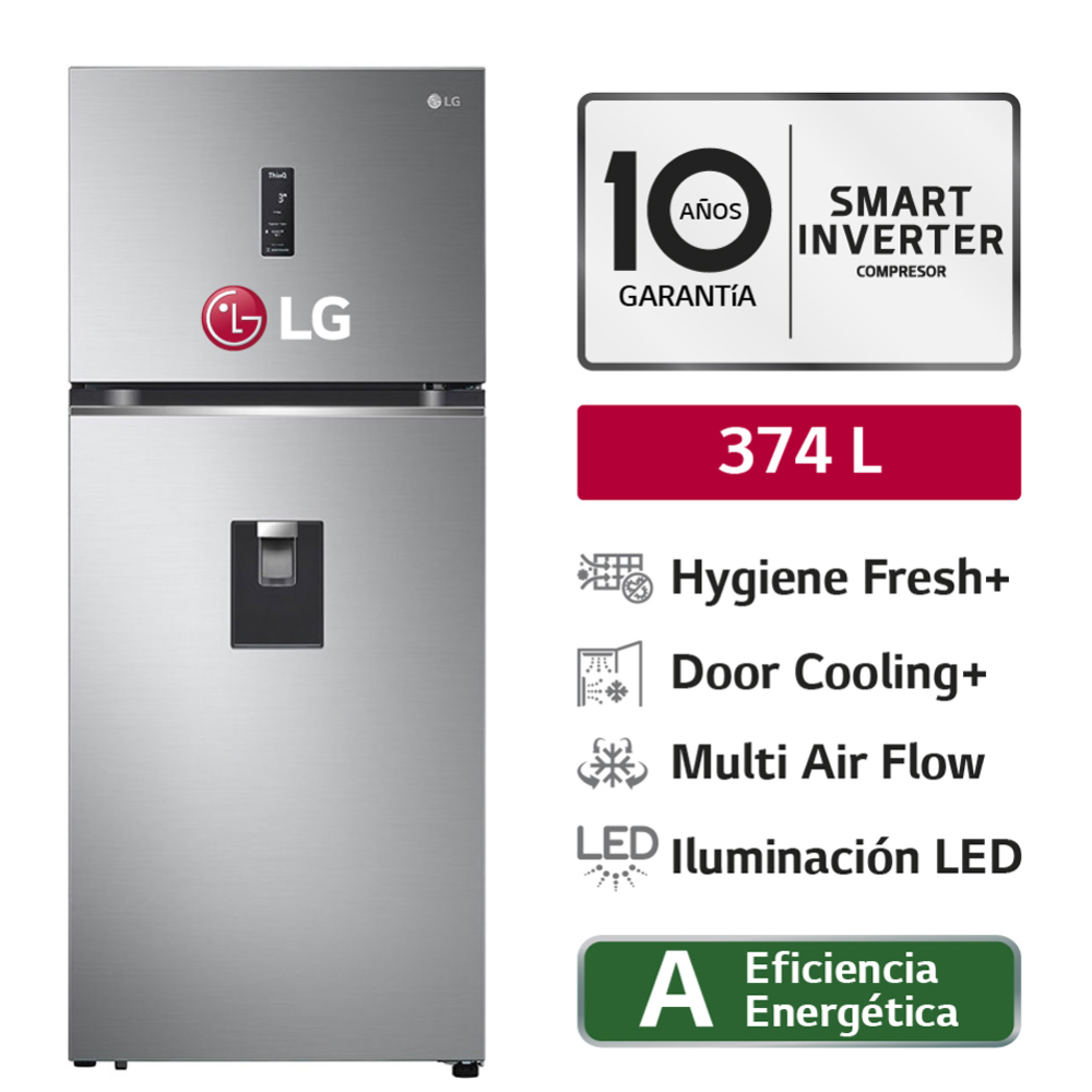 Refrigeradora LG Top Freezer GT37SGP Hygiene Fresh 374L