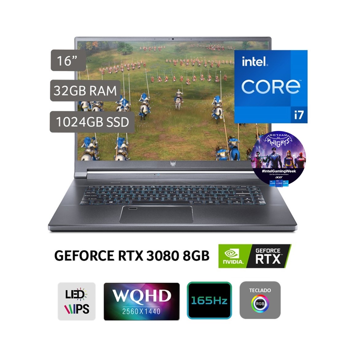 Laptop Gamer Acer Predator Triton 16" Intel Core i7-11800H 1TB SSD 32GB RAM RTX 3080