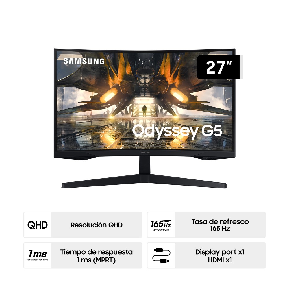 Monitor Gamer Samsung Odyssey G5 27" QHD LS27AG550ELXPE