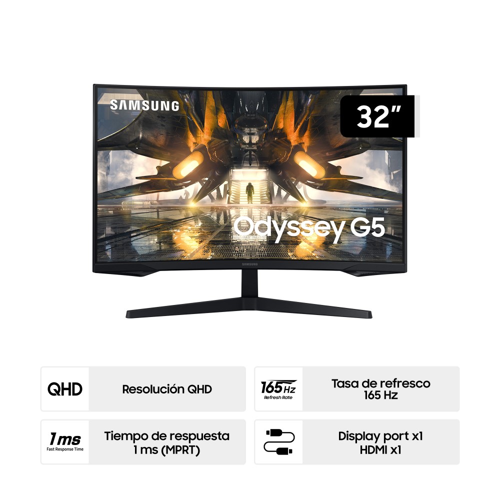 Monitor Gamer Samsung Odyssey G5 32" QHD LS32AG550ELXPE