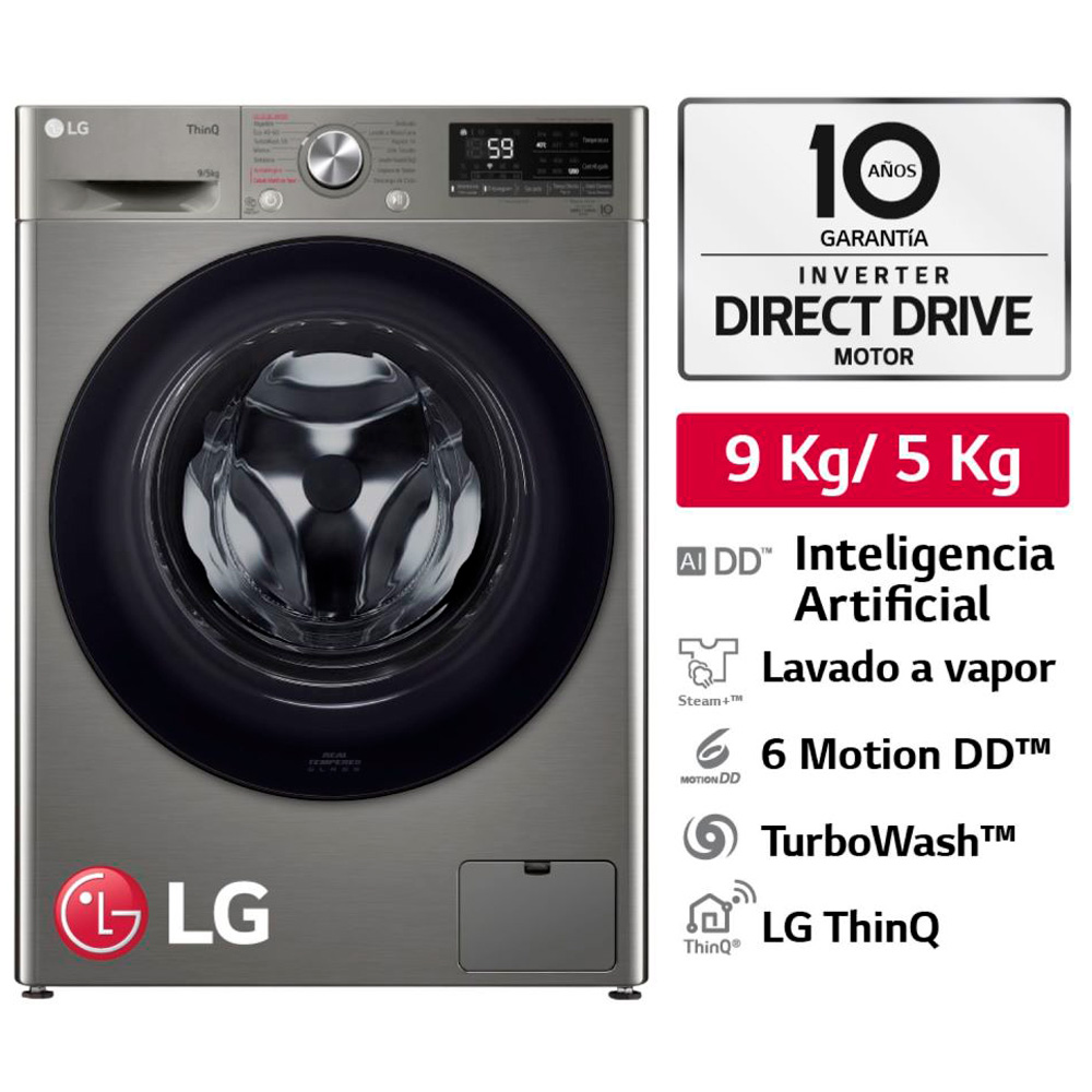Lavaseca LG WD9PVC4S6 AI DD Carga Frontal 9kg/5kg