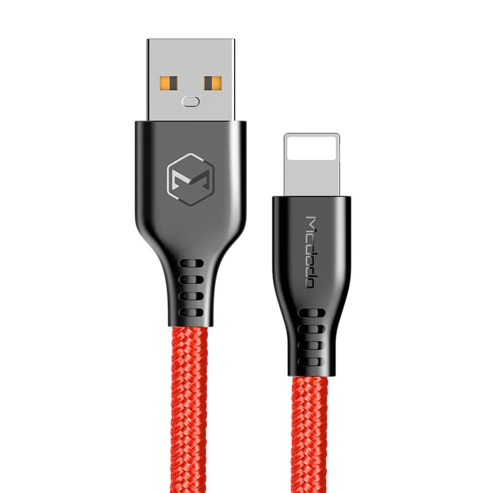 Cable USB a Lightning Mcdodo CA-5152 para iPhone Serie Warrior Rojo 1.2m