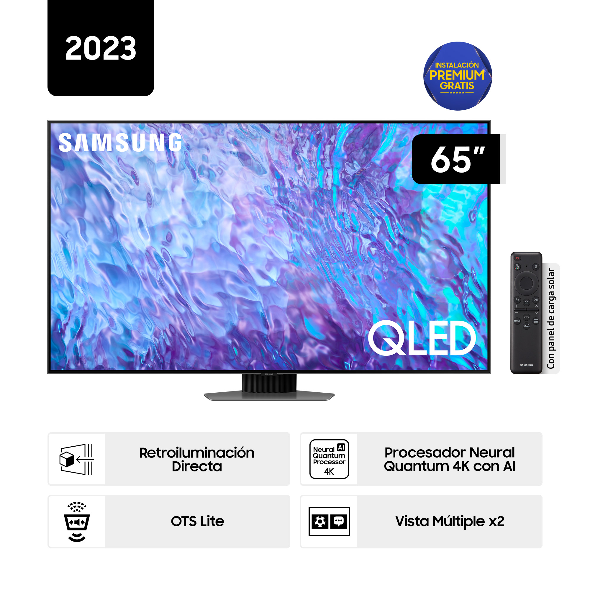 Televisor Samsung Smart TV 65" QLED 4K QN65Q80CAGXPE (2023)