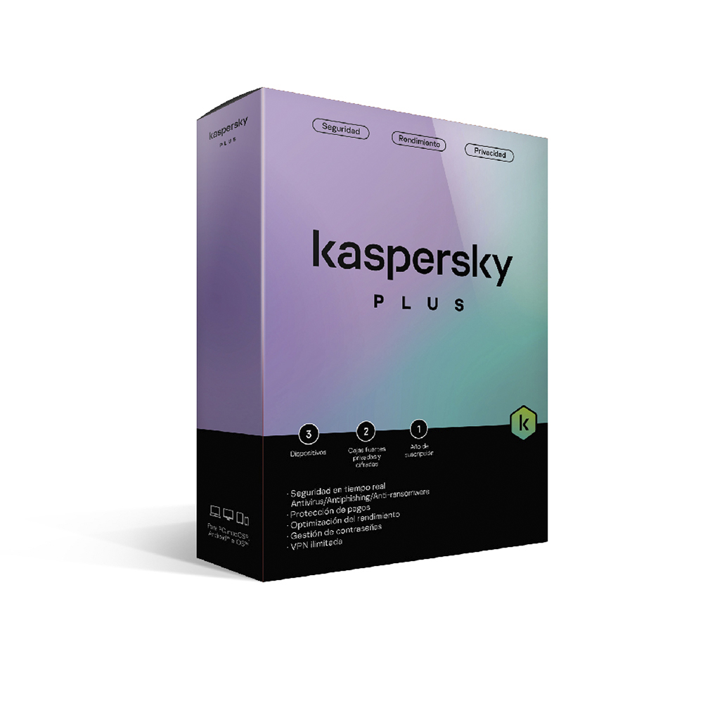 Antivirus Kaspersky Plus 3 Dispositivos por 1 año