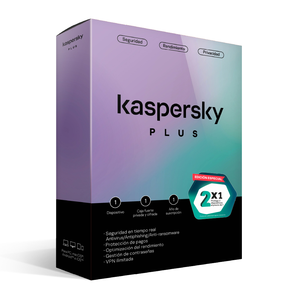 Antivirus Kaspersky Plus 1 dispositivo por 1 año
