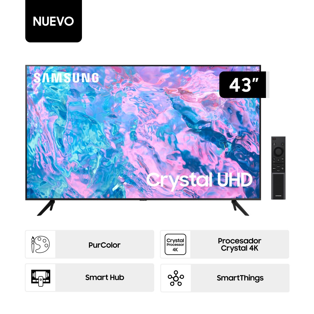 Televisor Samsung LED 4K UHD Smart 43" Crystal UN43CU7000GXPE