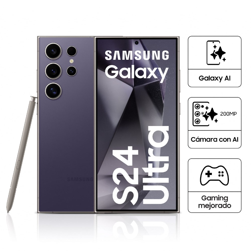 Celular Libre Samsung Galaxy S24 Ultra 6.8" 512GB 12GB RAM SM-S928BZVVLTP Titanium Violet