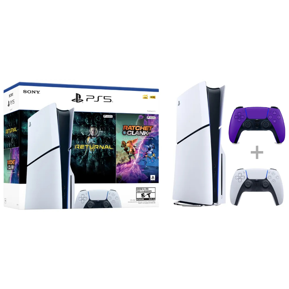 Consola PlayStation 5 Slim Standard Edition Bundle 1TB SSD + Mando PS5 Sony Dualsense Galactic Purple