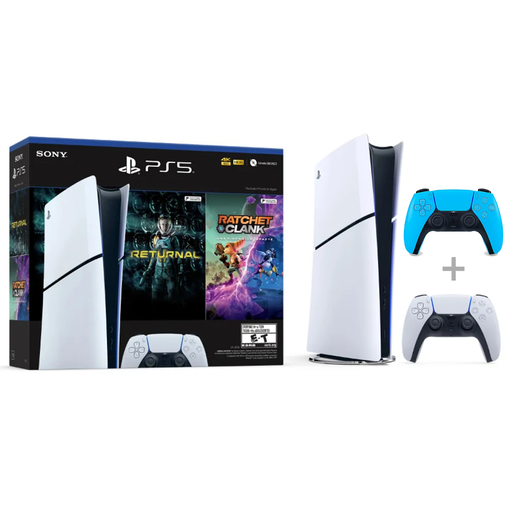 Consola PlayStation 5 Slim Digital Edition Bundle 1TB SSD + Mando PS5 Dualsense Sony Azul