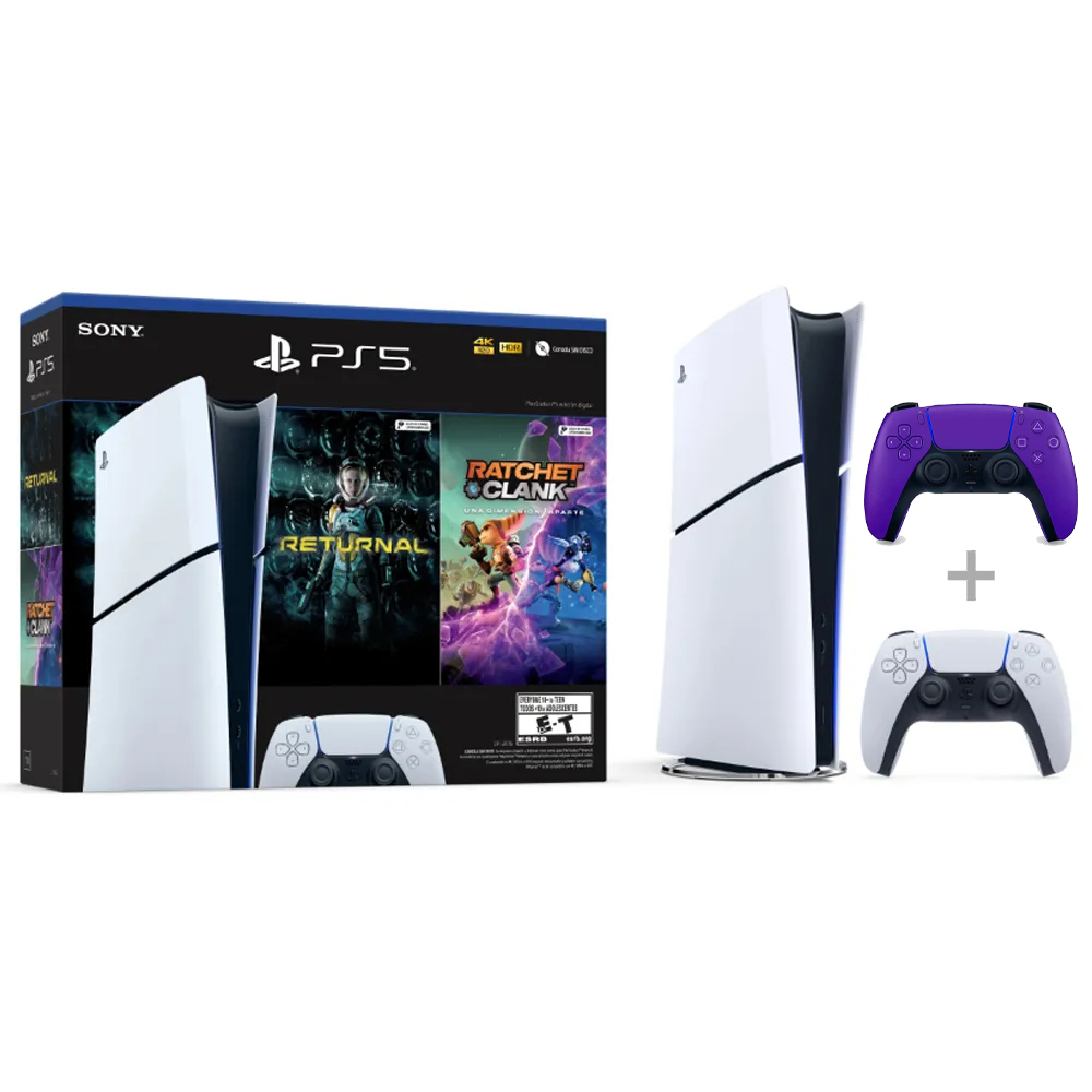 Consola PlayStation 5 Slim Digital Edition Bundle 1TB SSD + Mando PS5 Dualsense Sony Galactic Purple