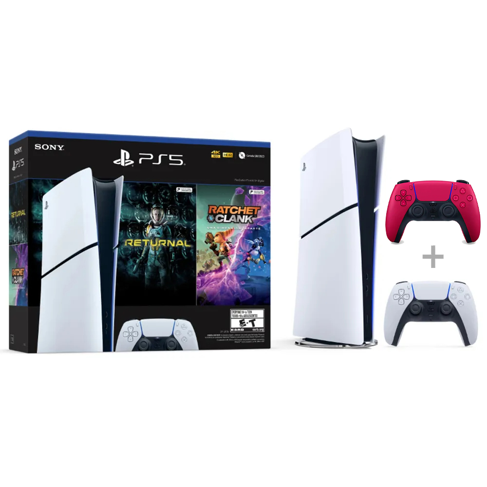 Consola PlayStation 5 Slim Digital Edition Bundle 1TB SSD + Mando PS5 Dualsense Sony Rojo