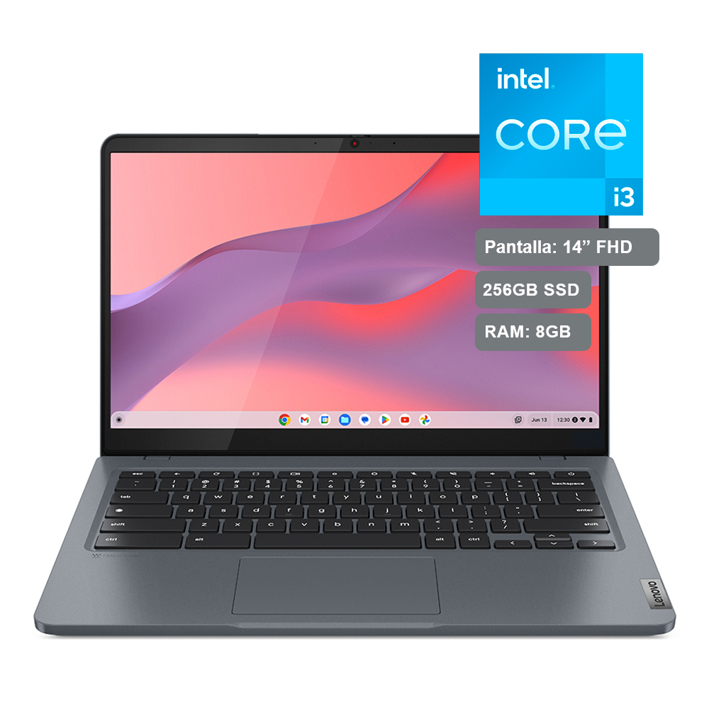 Laptop Lenovo IdeaPad Slim 3 Chrome de 14", modelo 83BN0019PD, Intel Intel Core i3-N305, 8 núcleos, 8GB RAM, disco sólido de 256GB