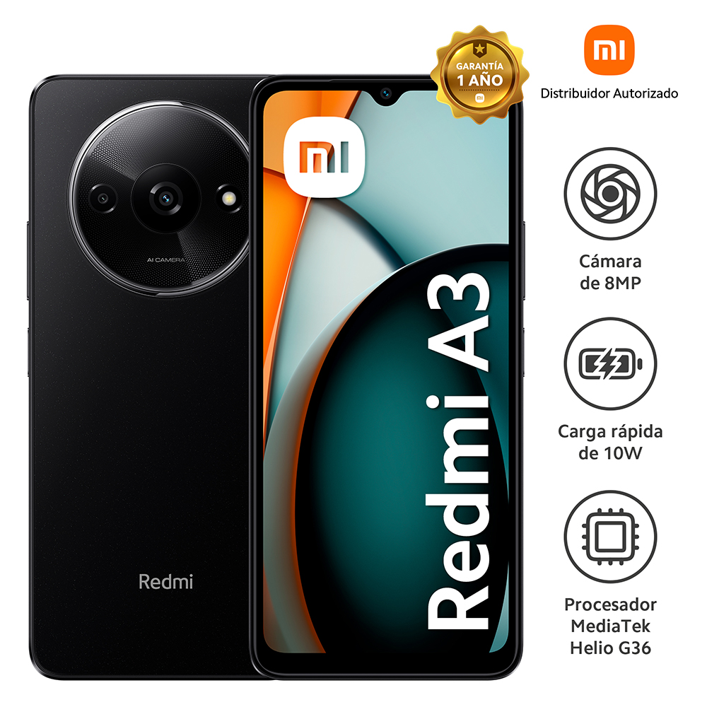 Celular Redmi A3 Midnight Black 3GB RAM 64GB ROM