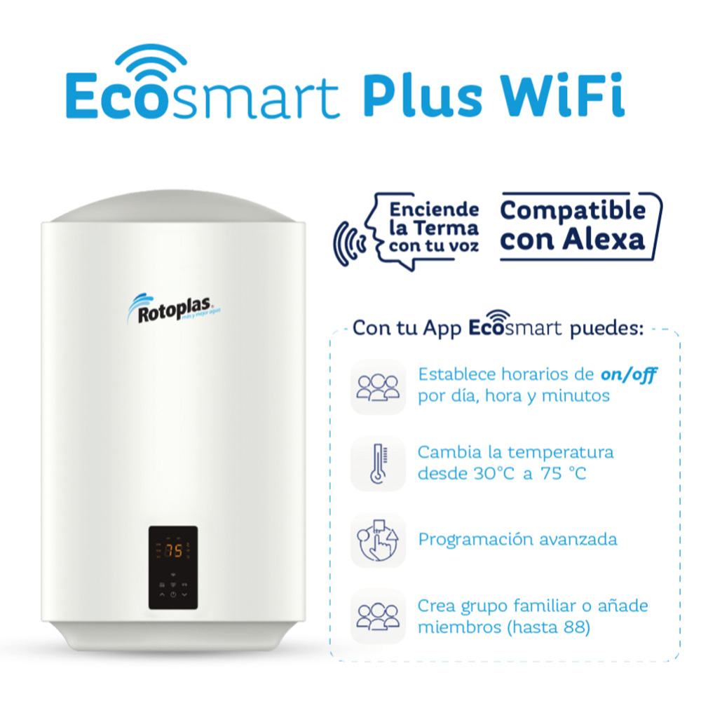 Terma Eléctrica Rotoplas Ecosmart WiFi 50L