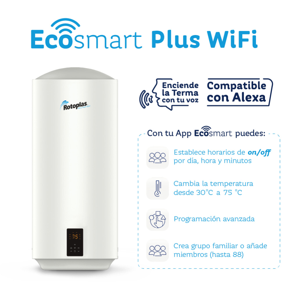 Terma Eléctrica Rotoplas Ecosmart WiFi 80L