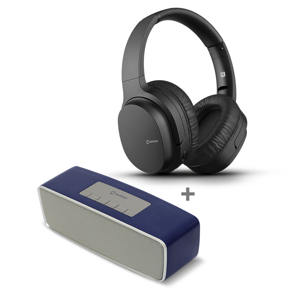 Parlante Portátil Miray PMBT-50A + Audífono Bluetooth Over Ear Miray AM-I62B-N