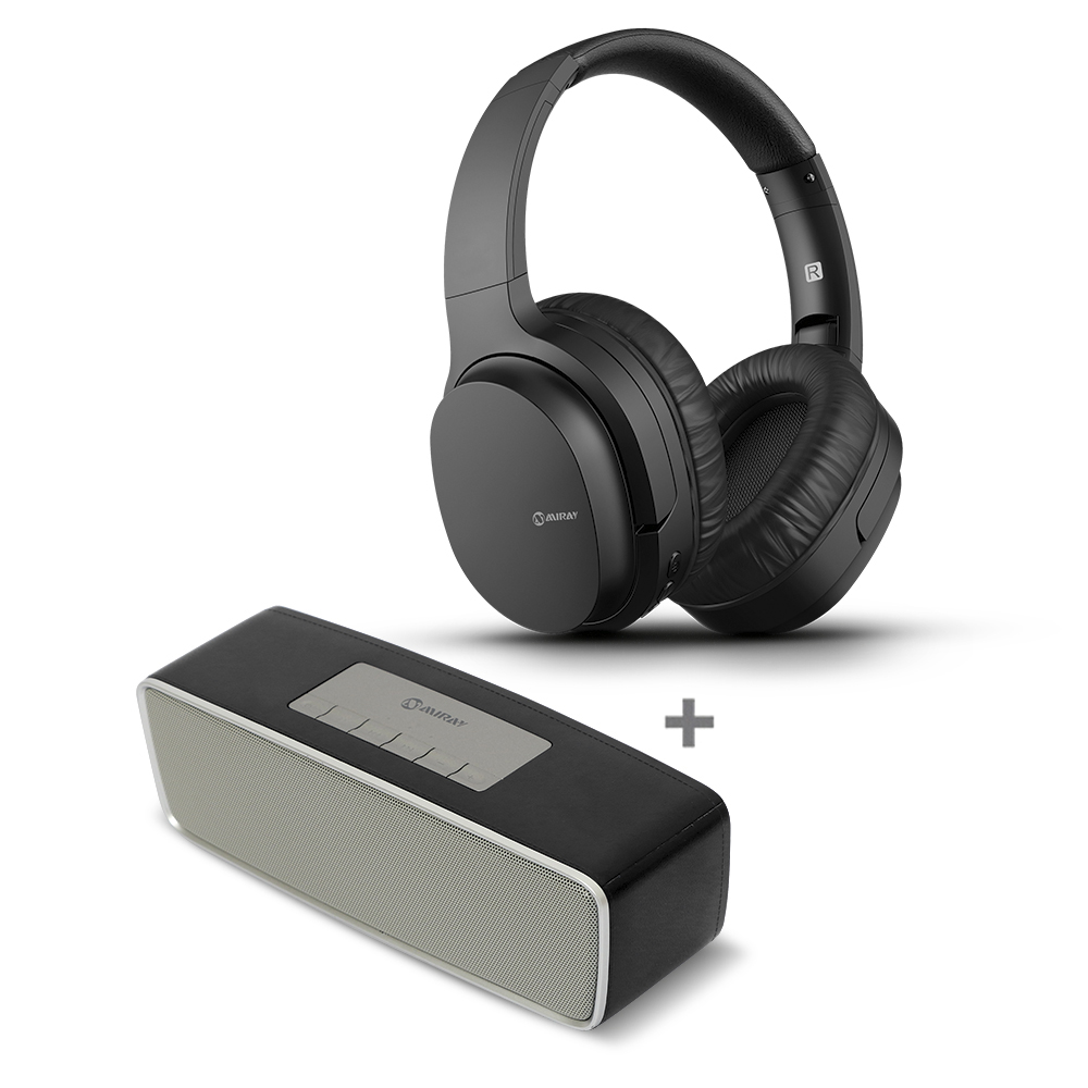 Parlante Portátil Miray PMBT-50N + Audífono Bluetooth Over Ear Miray AM-I62B-N