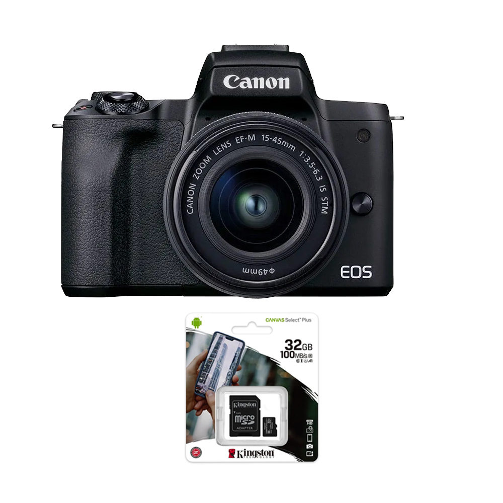 Cámara Digital Mirrorless Canon EOS M50 Mark II + Tarjeta Micro SD Kingston 32GB Canvas Select Plus