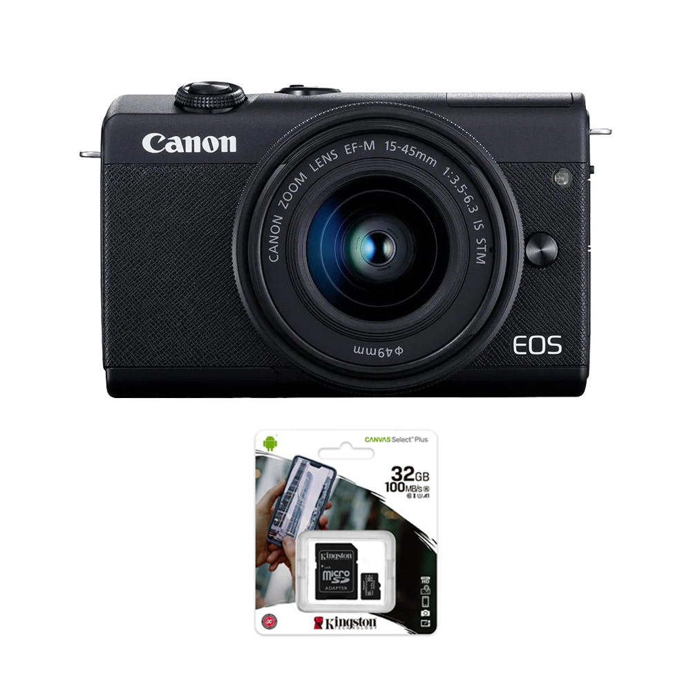 Cámara Mirrorless Canon EOS M200 15-45 + Tarjeta Micro SD Kingston 32GB Canvas Select Plus