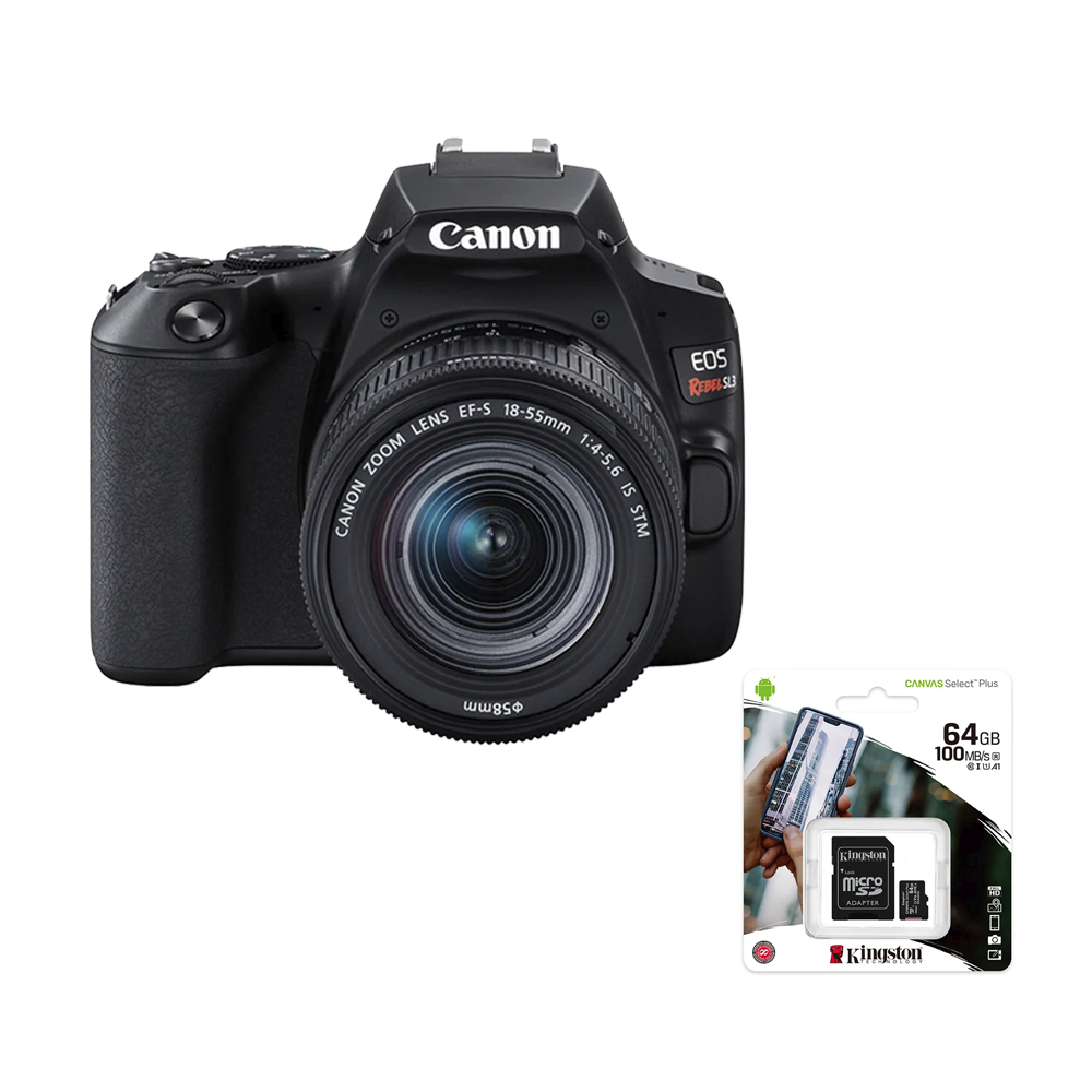 Cámara Digital Canon EOS REBEL SL3 18-55 STM + Tarjeta Micro SD Kingston SDCS2 64GB