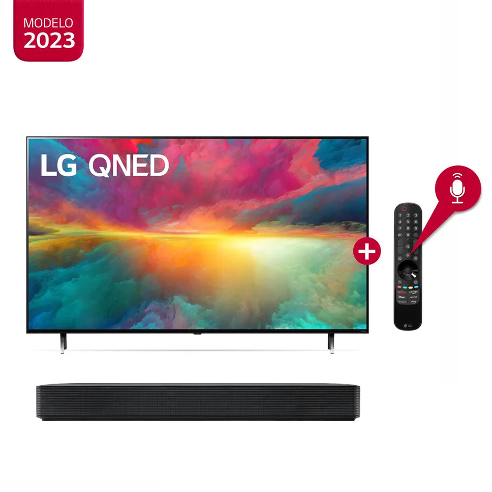 Televisor LG QNED 4K ThinQ AI Smart 55" 55QNED75SRA (2023) + Soundbar LG 2.0 Canales SK1