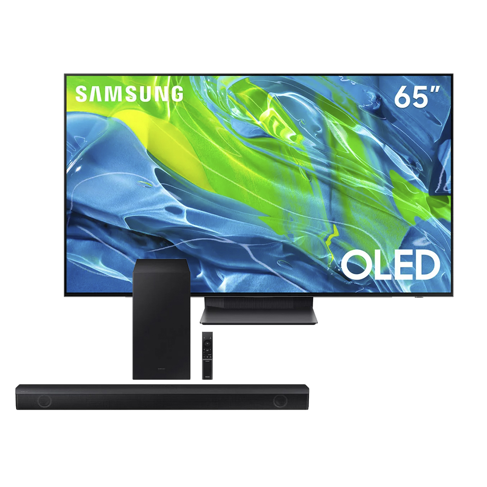 Televisor Samsung OLED 4K Smart 65" QN65S95BAGXPE + Soundbar Samsung Bluetooth 410W HW-B550 (2022) GRATIS