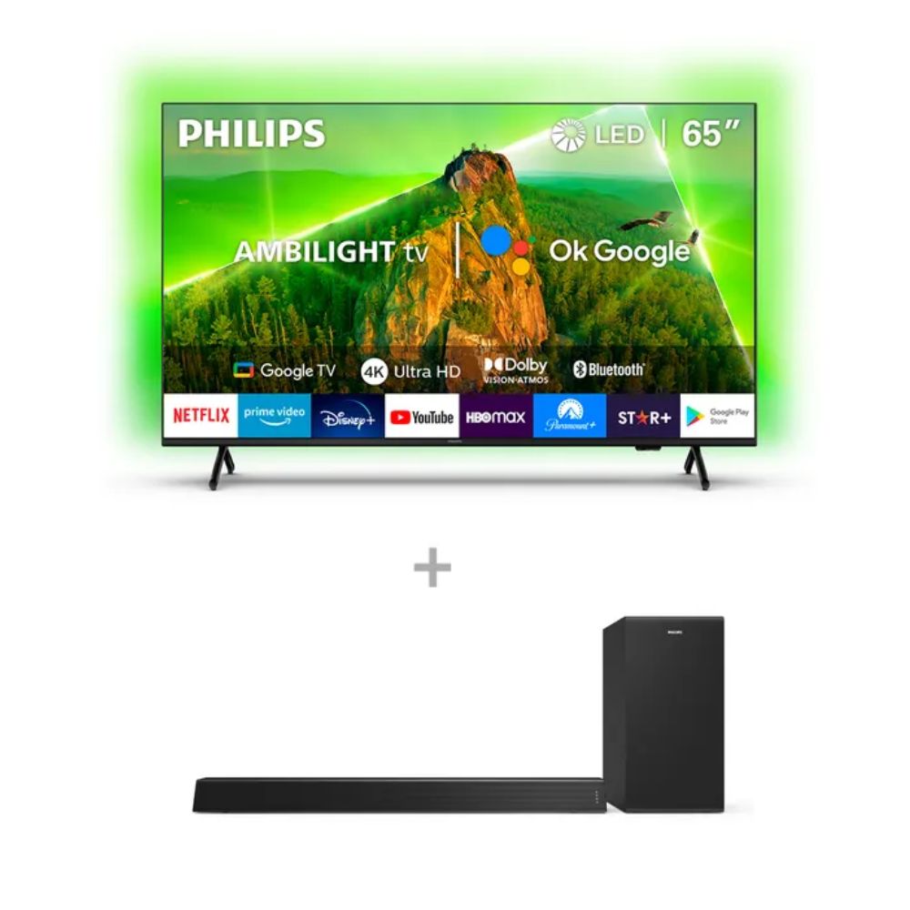 Televisor Philips LED 4K UHD Smart 65" 65PUD7908 + Soundbar Philips TAB7305/10