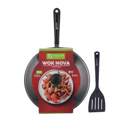 Sartén Wok Facusa Nova 30cm + Espátula de Nylon