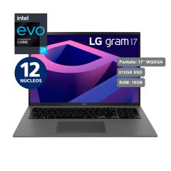 Laptop LG Gram ultraligera 17Z90Q-G.AH76B4 17" Intel Core i7 Evo 12va Gen 512GB SSD 16GB RAM Gris