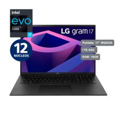 Laptop LG Gram ultraligera 17Z90Q-G.AH78B4 17" Intel Core i7 Evo 12va Gen 1TB SSD 16GB RAM Negro
