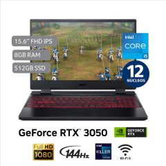 Laptop Gamer Acer AN515-58-54RN 15.6" Intel Core i5-12500H 512GB SSD 8GB RAM RTX3050