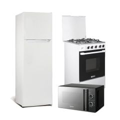 Cocina a Gas Miray Mirto 4 Hornillas + Refrigeradora Miray RM-168H 168L + Horno microondas Miray HMM-20P 20L
