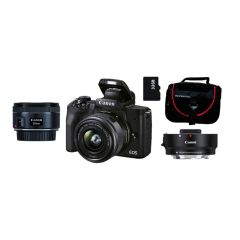 Cámara Digital Mirrorless Canon EOS M50 II 15-45 + Adaptador + EF50 STM + Maletín + Tarjeta 32GB