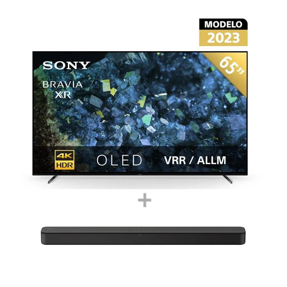 Televisor Sony OLED 4K UHD Smart 65" XR-65A80L LA8 (2023) + Soundbar de 2 canales Sony HT-S100F con Bluetooth