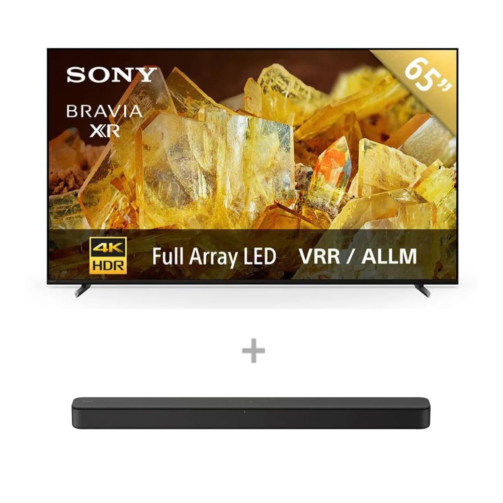 Televisor Sony Smart Tv 65" LED 4K UHD Google TV XR-65X90LLA8 + Soundbar de 2 canales Sony HT-S100F con Bluetooth
