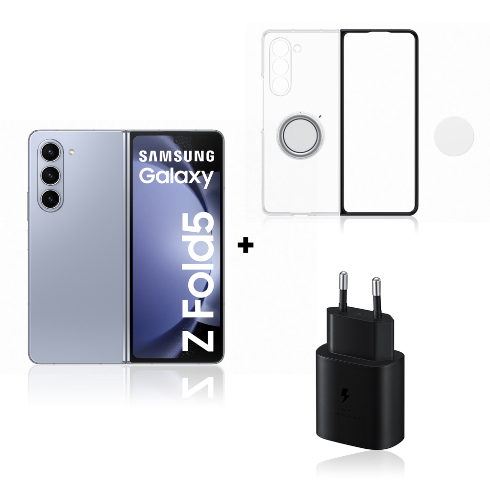 Kit Celular Libre Samsung Galaxy Z Fold5 7.6" 512GB 12GB RAM Icy Blue + Cargador 25W + Case