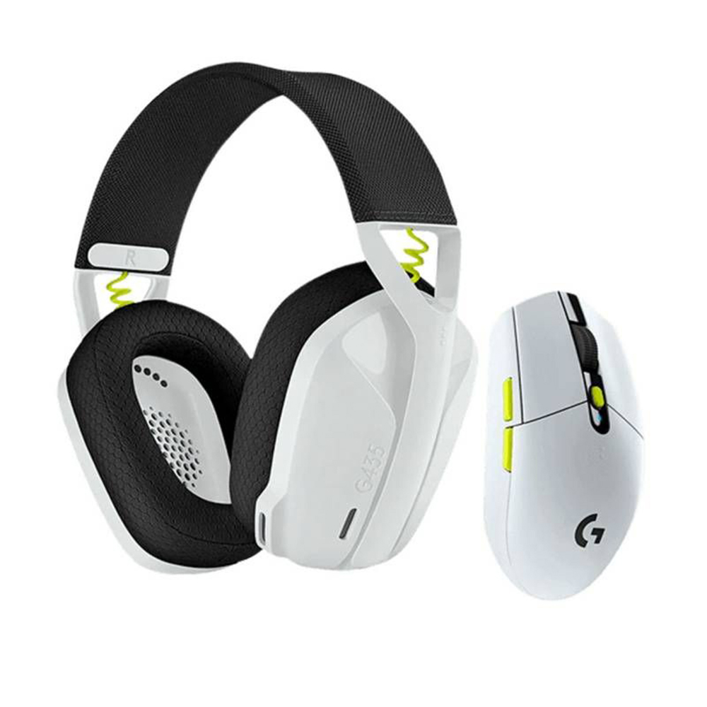 Audífono con Micrófono + Mouse Logitech G - G435 + G305 Wireless Negro/Blanco/Verde 981-001161
