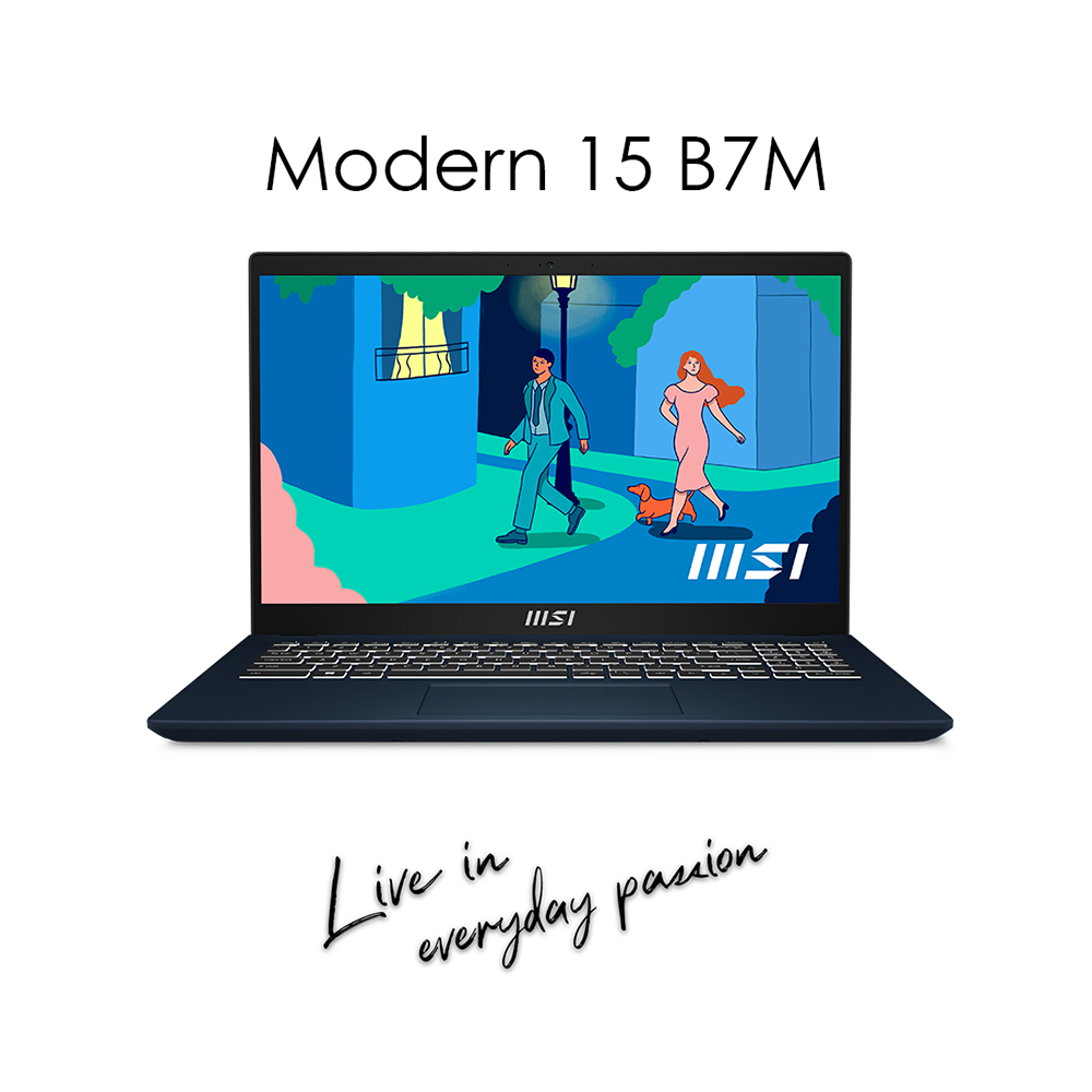 Laptop MSI de 15.6", Modern 15 B7M, procesador AMD Ryzen 7 7730U, 16GB RAM, 512GB de disco sólido, entrada USB, HDMI, Windows 11, Bluetooth 5.2, Wifi, cámara web, para oficina o estudiantes universitarios. 