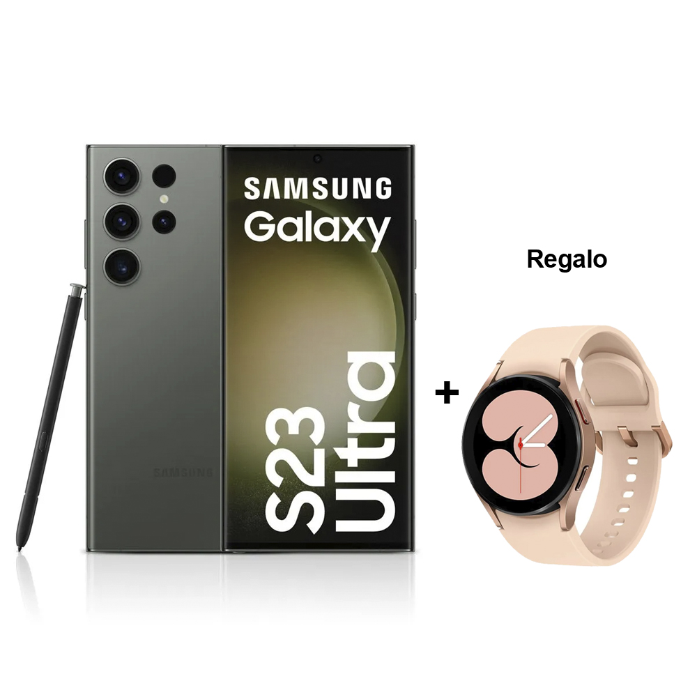 Celular Libre Samsung Galaxy S23 Ultra 6.8" 512GB 12GB RAM Green + Reloj Samsung Galaxy Watch4 Bluetooth (40mm) Rosa