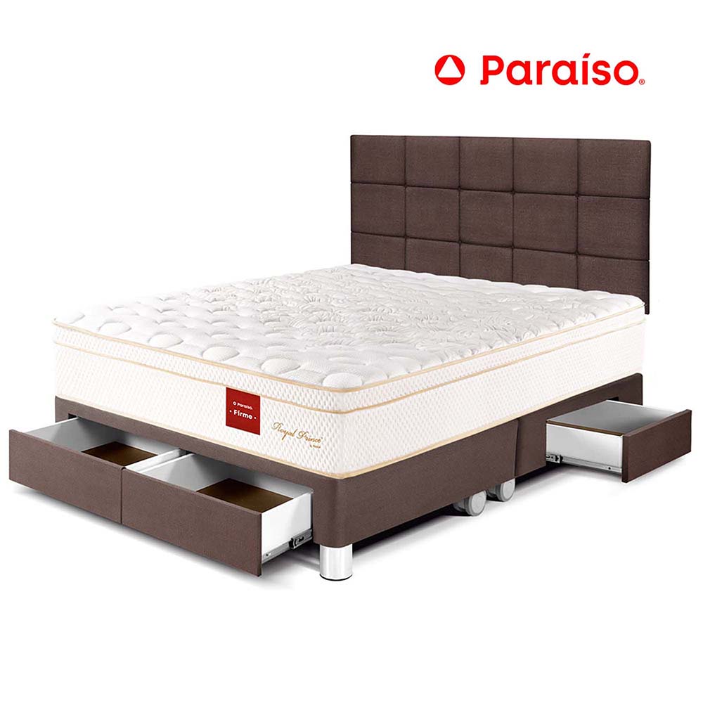 Dormitorio Paraiso Royal Prince Firme con Cajones c/Blocks Queen Size Chocolate