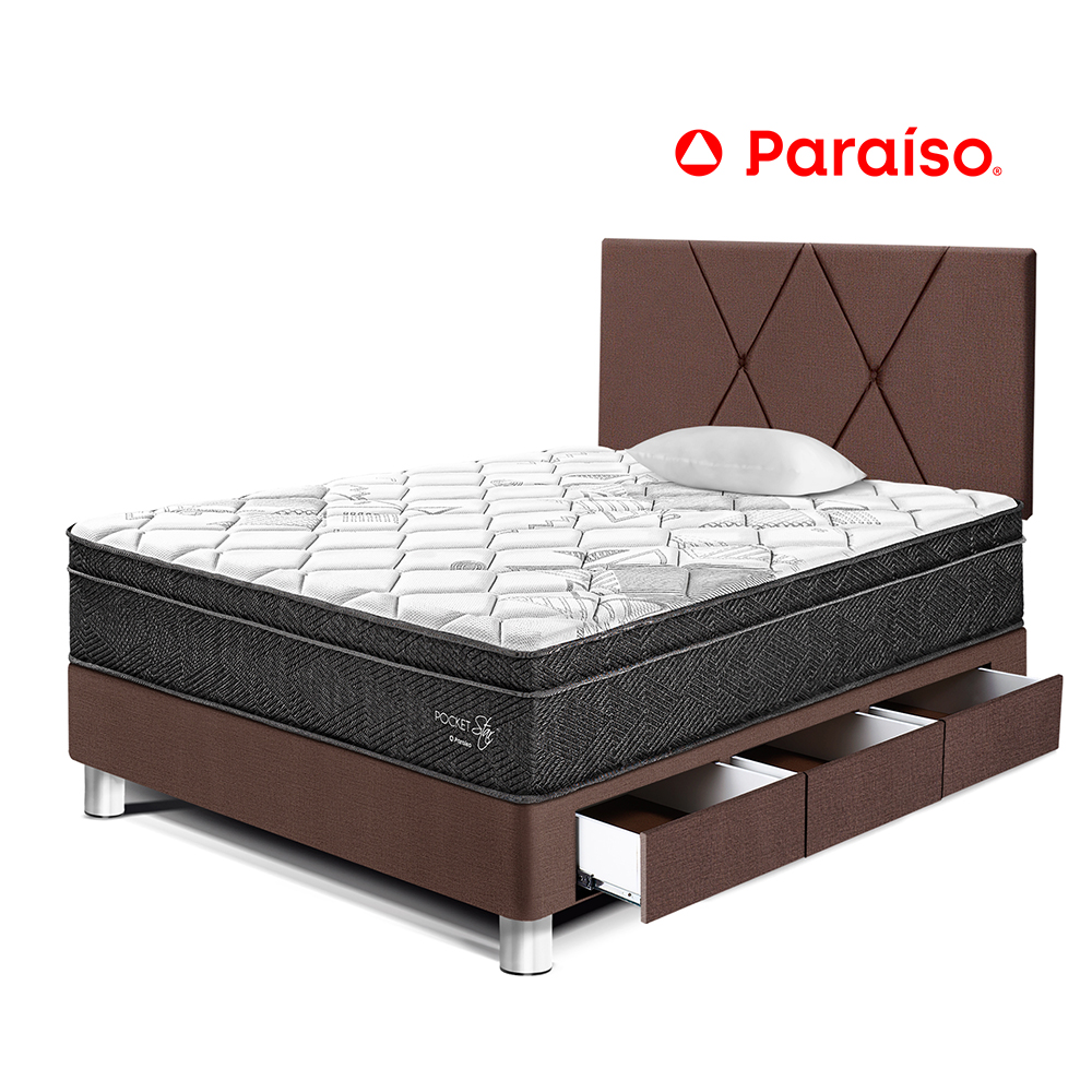 Dormitorio Paraíso Pocket Star con Cajones 1.5 PLZ Chocolate