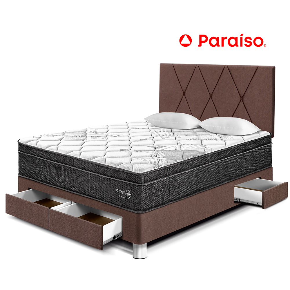 Dormitorio Paraíso Pocket Star con Cajones 2 PLZ Chocolate