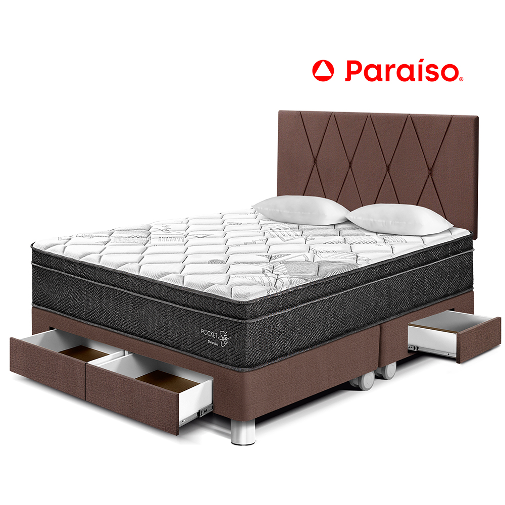Dormitorio Paraíso Pocket Star con Cajones Queen Size Chocolate