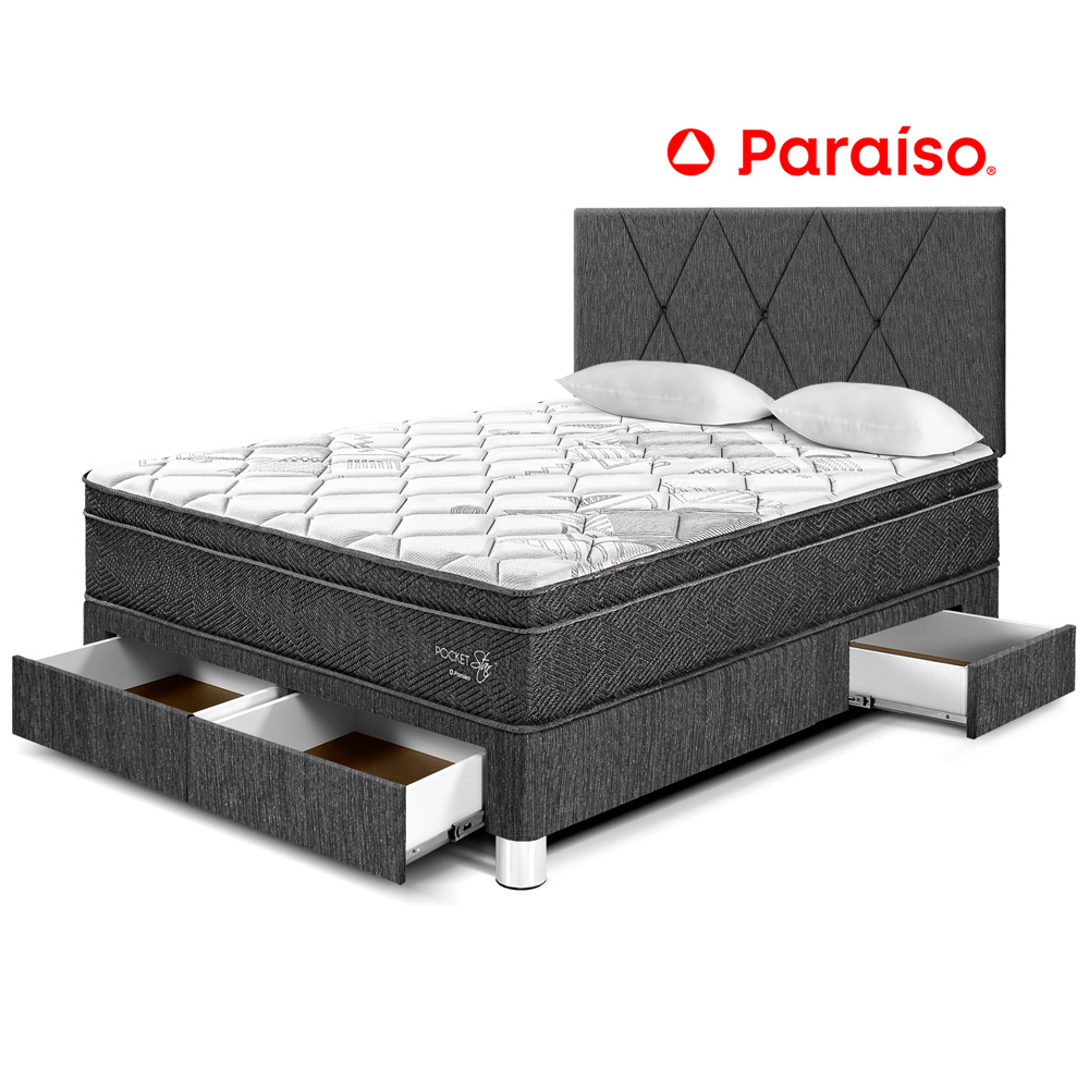 Dormitorio Paraiso Pocket Star con Cajones 2 PLZ Charcoal