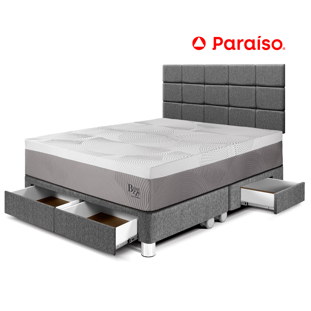 Dormitorio Paraiso con Cajones Royal Balanzze c/Blocks Queen Gris