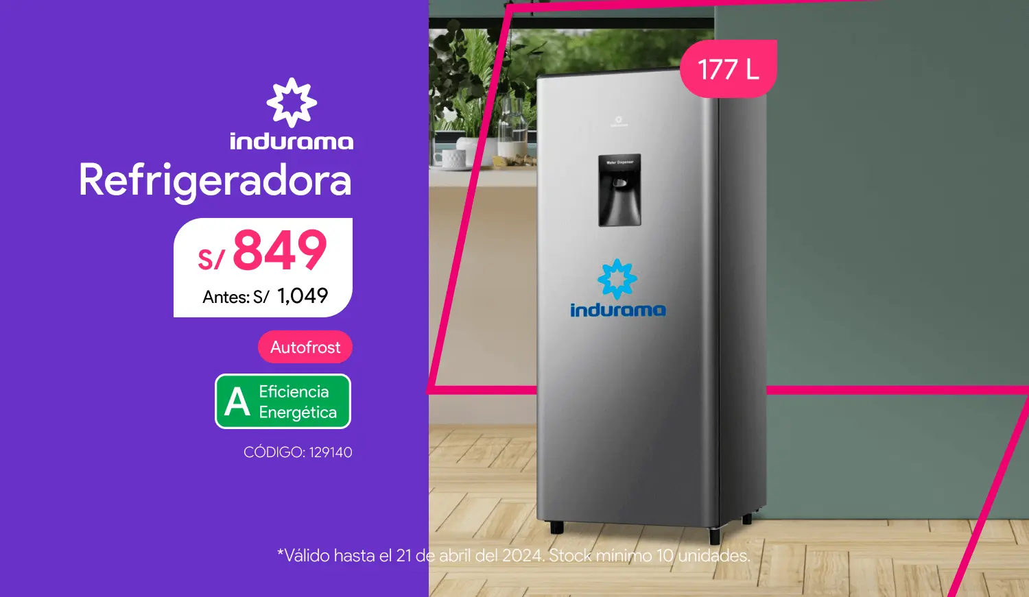 Refrigeradora Indurama RI-289D Croma Autofrost 177L